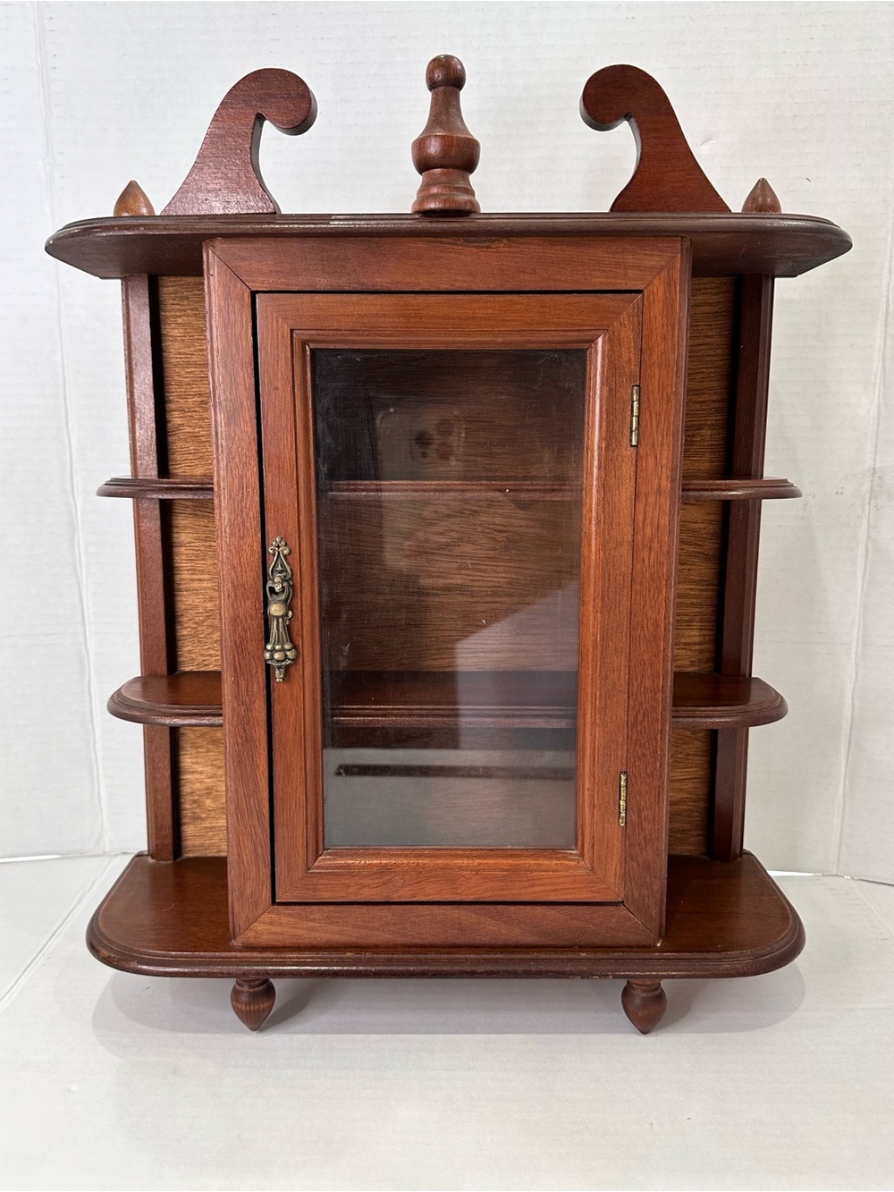 Vintage Wooden Wall Cabinet/Curio with Glass Door